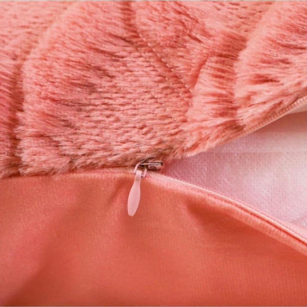 Plush Pillow Cover In Coral Pink - Picture 4 of 7